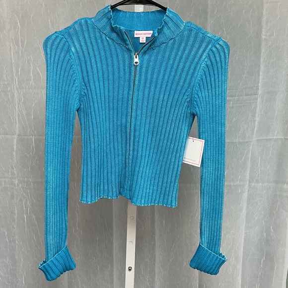 Design History Other - Design History Turquoise blue  Zip-Up Sweater for Girls. Stone washed
